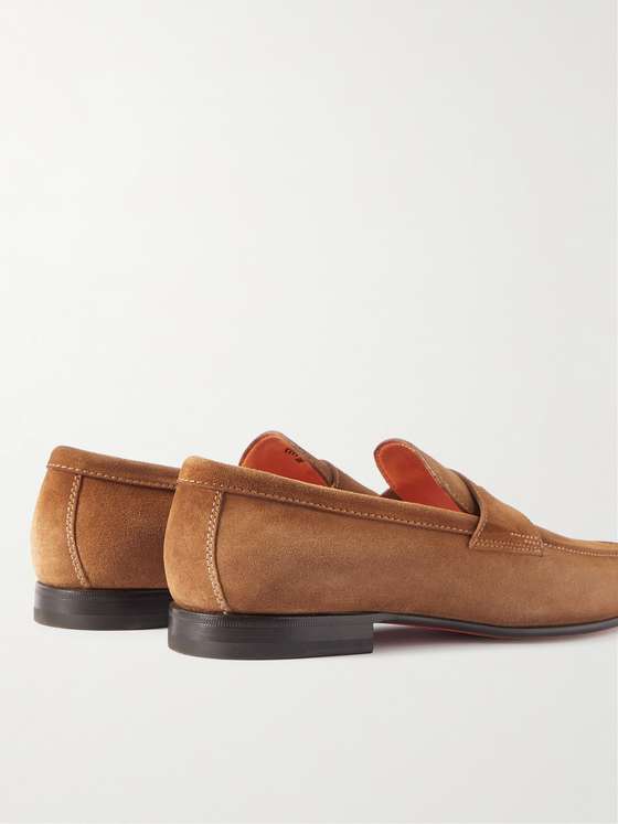 Tan Suede Penny Loafers